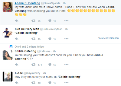 #edibleCatering : Aftermath of Tiwa Savage's explosive revelation: Nigerians pounce on Edible Catering for cheating with Tunji Balogun 12