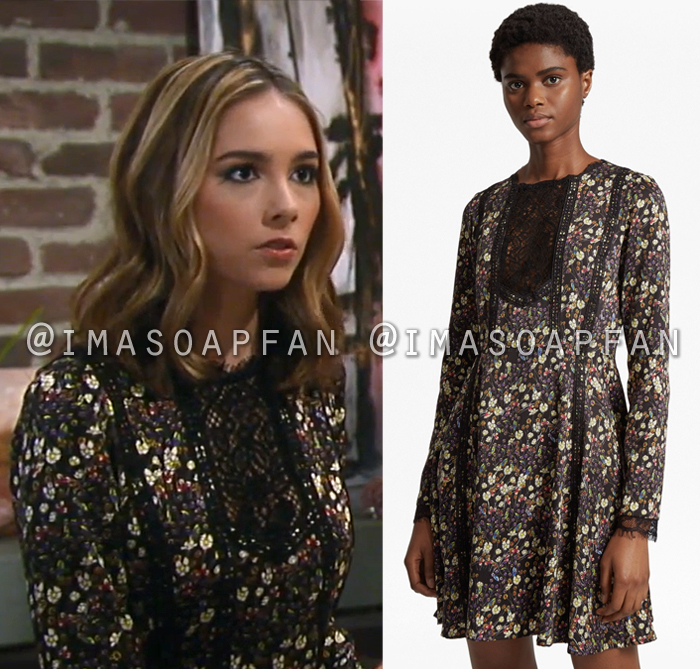 Molly Lansing Davis, Haley Pullos, Multicolored Floral Dress with Black Lace Trim, General Hospital, GH