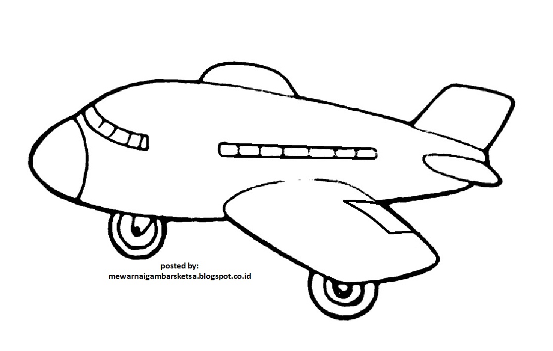 Mewarnai Gambar Mewarnai Gambar Sketsa Pesawat 2