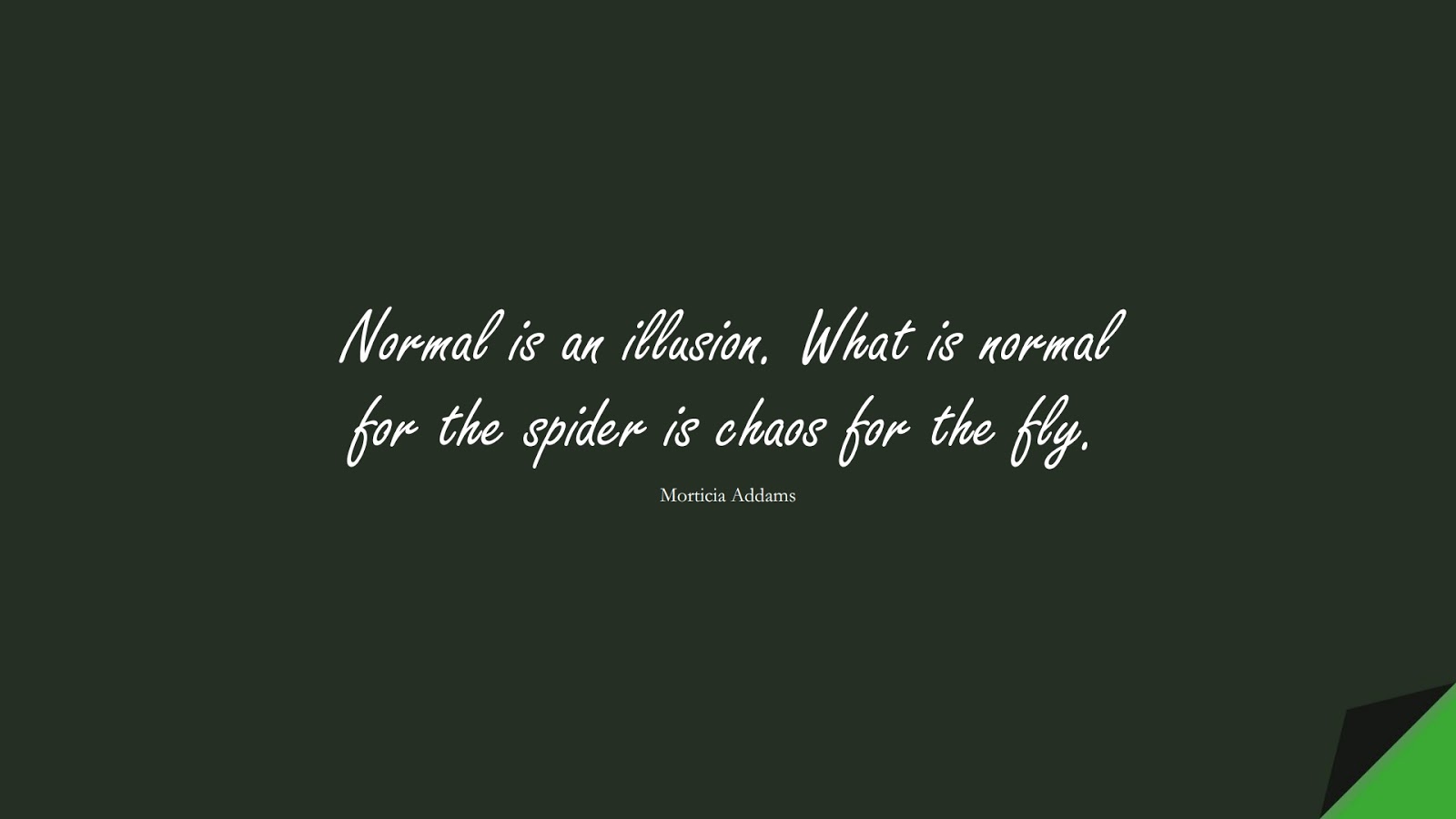 Normal is an illusion. What is normal for the spider is chaos for the fly. (Morticia Addams);  #LifeQuotes