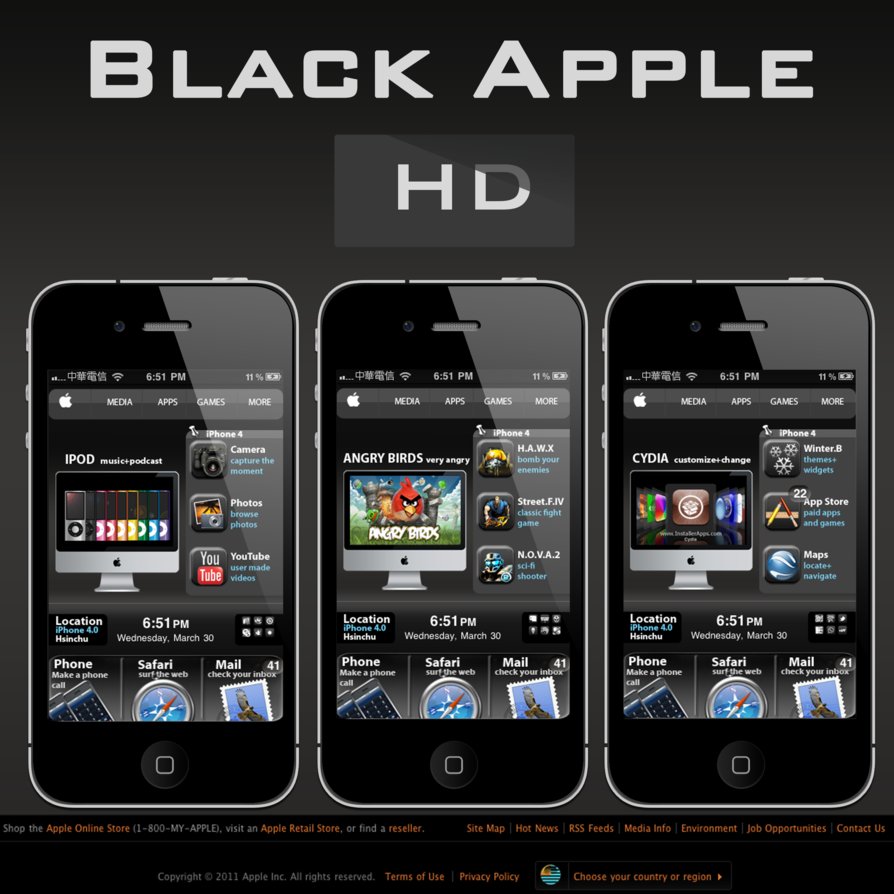 iphone hd on Black Apple Hd Theme For Iphone 4   Iphone Themes