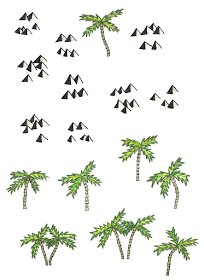 palm trees and mountains