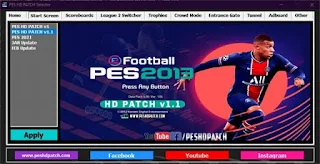 PES HD PATCH Selector start screen