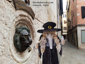 Flat Stanley dresses in Plague Doctor costume to go to Venice, Italy for Carnevale