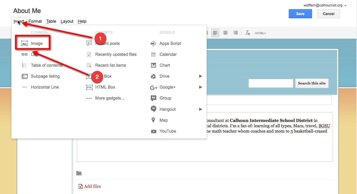 Google Sites - Uploading an Image from your Computer (Device) Google Sites - Uploading an Image from your Computer (Device)