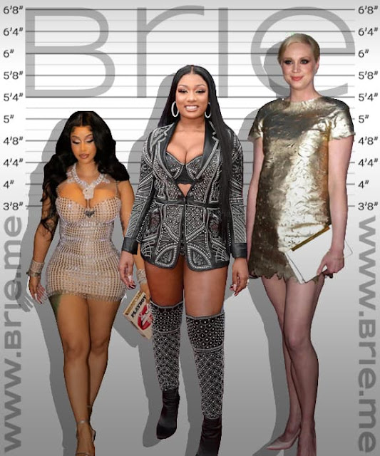 Megan Thee Stallion standing with Cardi B and Gwendoline Christie