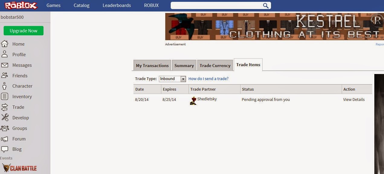 Unofficial Roblox Trade Request From Shedletsky - roblox events 2014