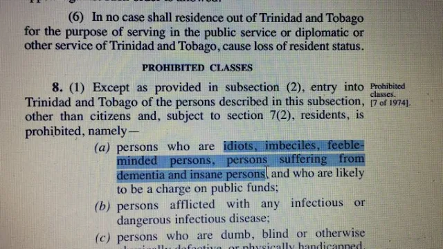 Trinidad y Tobago prohíbe la entrada de Homosexuales, Prostitutas, Ciegos e Idiotas