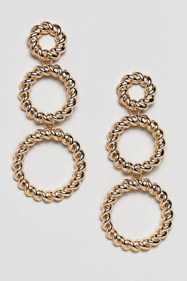 gold earring with three circles ,long style