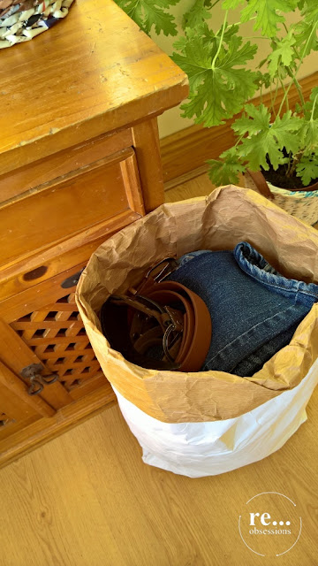 basket, flower pot, newspaper weaving, paper wicker, jeans, belt, recycle, papierowa wiklina, koszyk, pasek