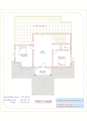 Kerala Home plan and elevation - 2726 Sq ft - First Floor