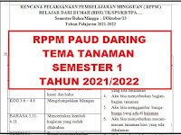 RPPM PAUD DARING TEMA TANAMAN SEMESTER 1 TAHUN PELAJARAN 2021/2022