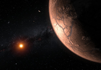 ilustração do sistema planetário TRAPPIST-1