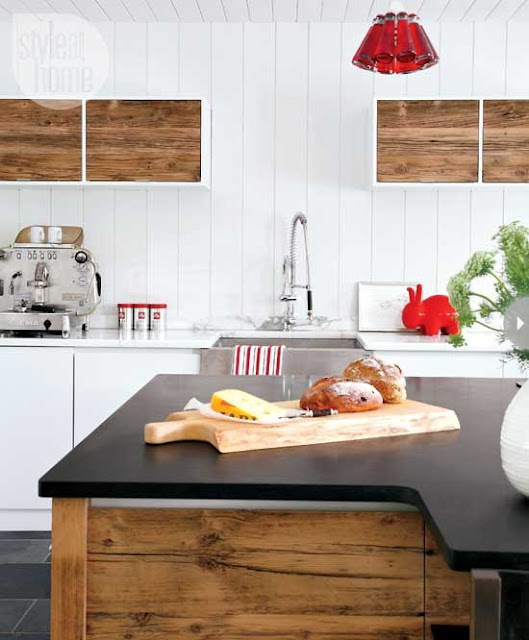 small kitchen island reclaimed wood cabinets beadboard backsplash cute