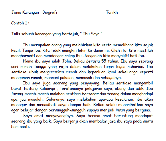 Contoh Karangan Laporan Tidak Rasmi - Contoh QQ