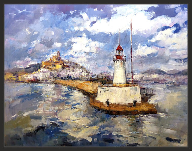 IBIZA-EIVISSA-PINTURA-FARO-BALEARES-FAROS-MARINAS-PAISAJES-PUERTO-PORT-PAISATGES-MARINA-CUADROS-ARTISTA-PINTOR-ERNEST DESCALS