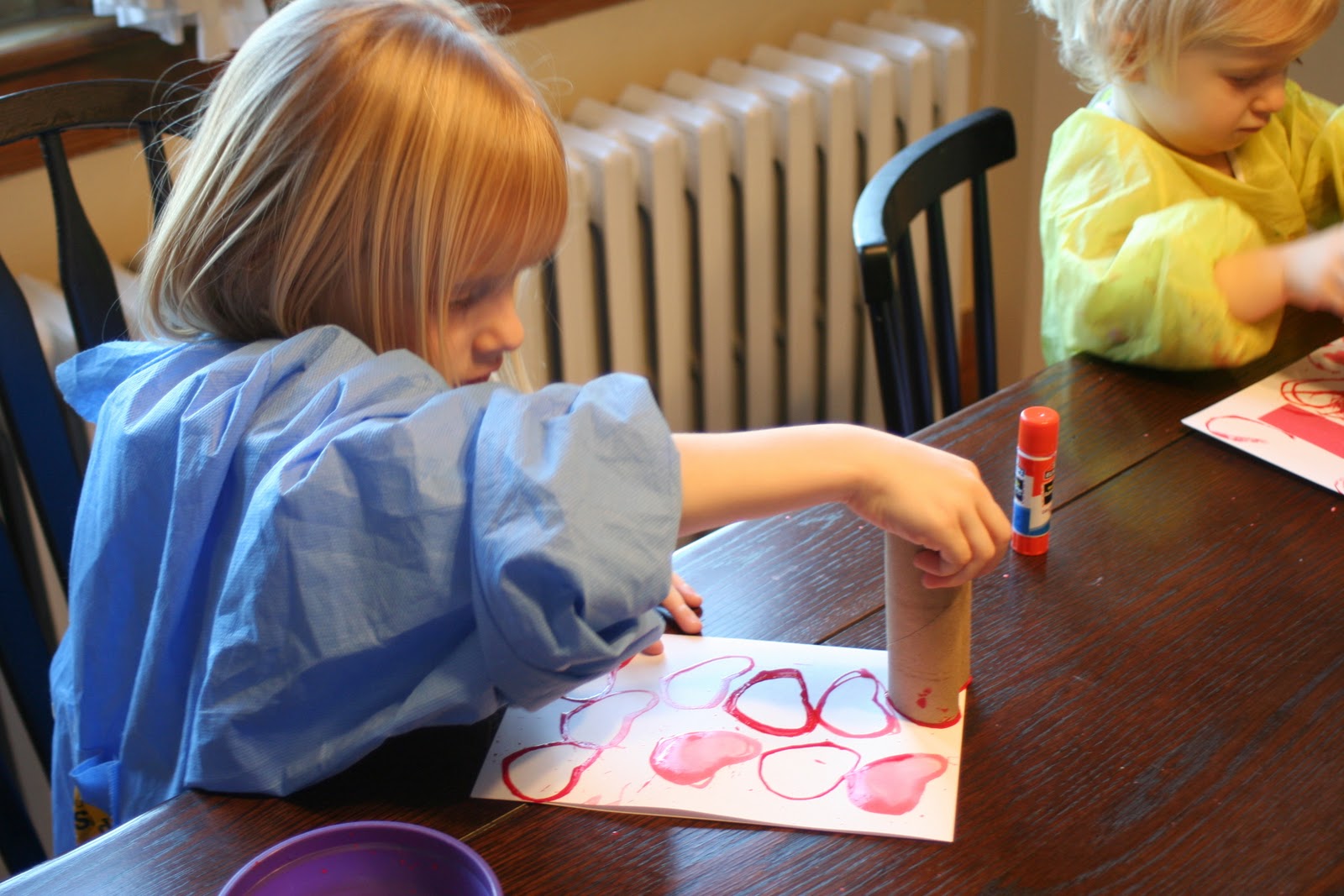 Paper tube heart stamps