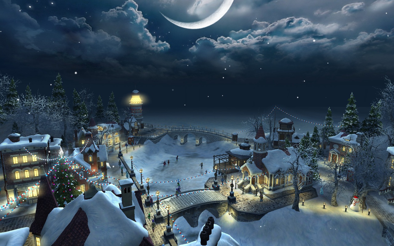 christmas scenery wallpaper background night