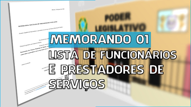 MEMORANDO - Lista de funcionários da Câmara Municipal de Panelas