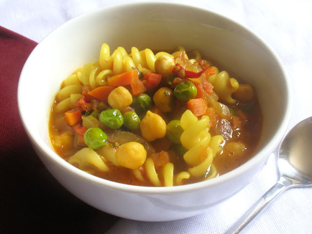 Summer Tomato Soup with Pasta and Chickpeas