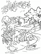 Adán y Eva en el huerto del Edén para colorear (crear)