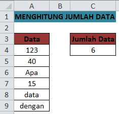 Cara Menghitung Jumlah Data Dalam Bentuk Teks dan Angka di Excel