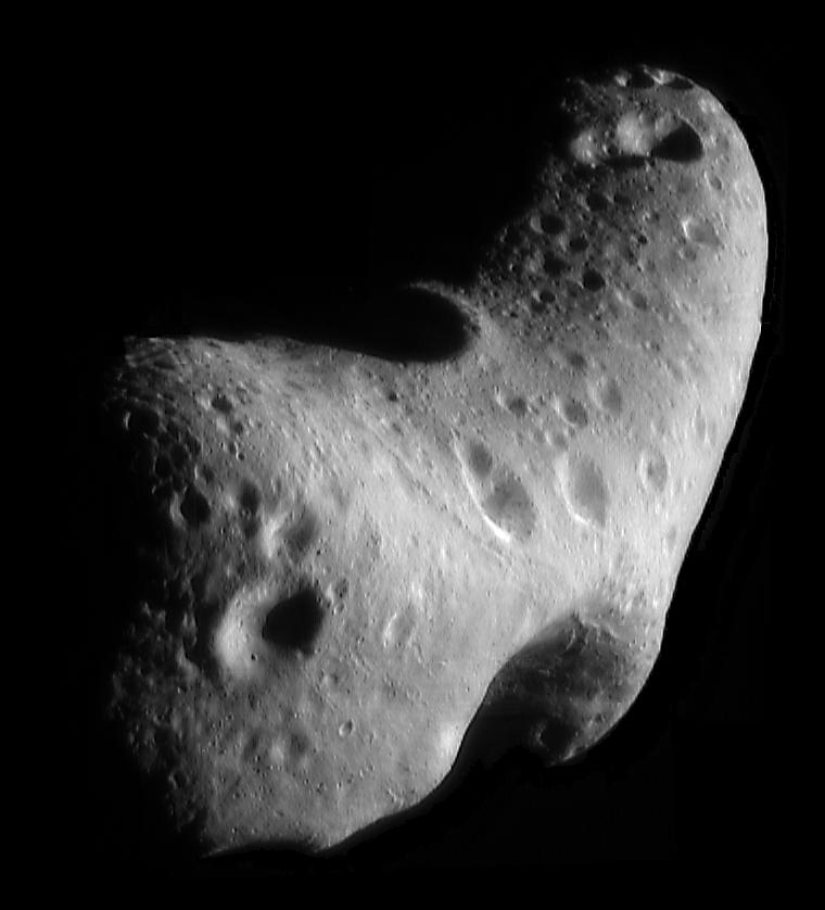 Composite image of 433 Eros from the NEAR Shoemaker mission, published in 2000 by NASA/JPL/JHUAPL
