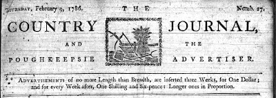 The Country Journal and Poughkeepsie Advertiser van 9 februari 1786, voorpagina, detail