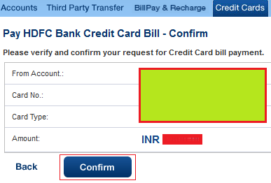 HDFC Credit Card Bill Payment