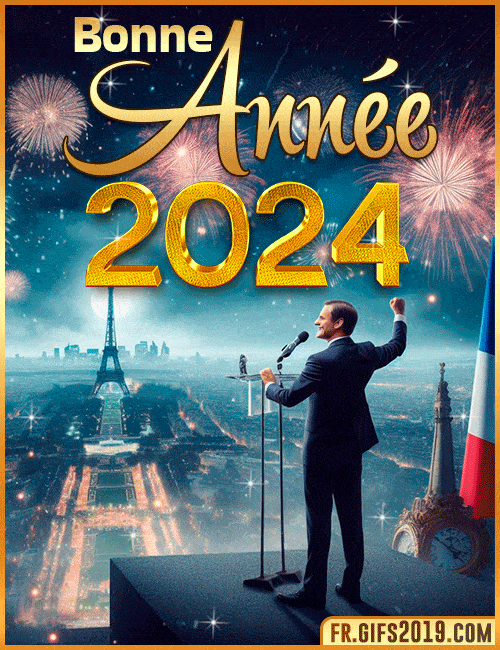 President france bonne année 2024 gif