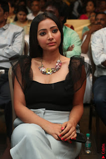 Swetha Basu in a Black Sleeveless Top Long Skirt at Mixture Potlam Movie Audio Launch 073.JPG