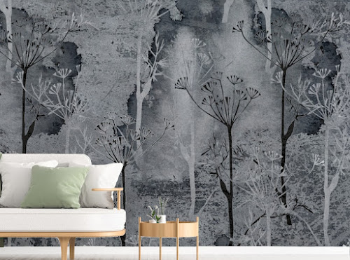 Grey Grunge Tropicano Tree Wallpaper