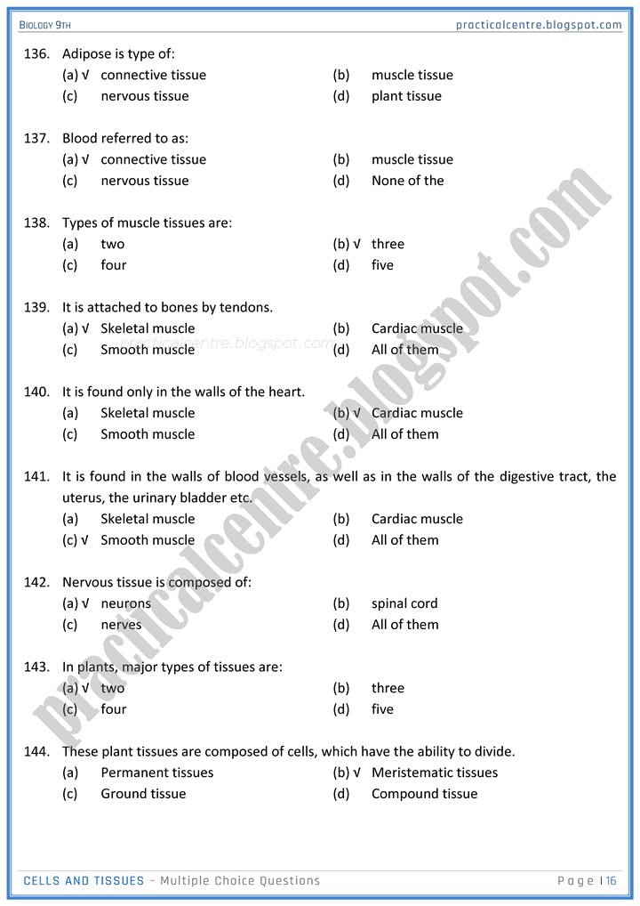 cells-and-tissues-mcqs-biology-9th-notes