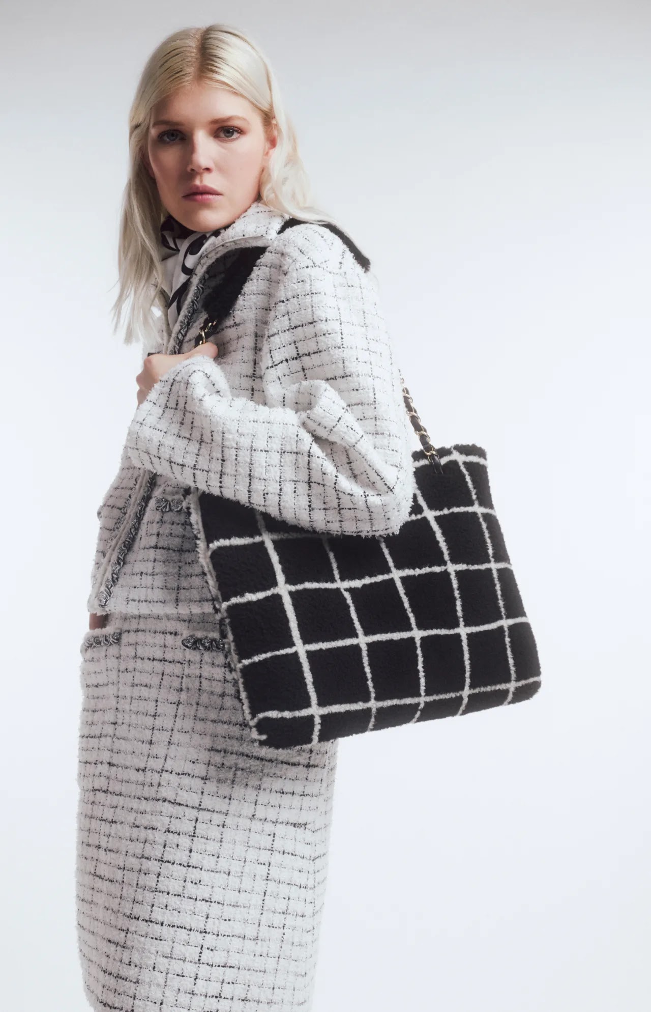 Chanel Sherling Lambskin B&W Shopping bag