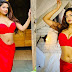 Shiwika Chubby Cleavage & Curvy Navel Exposed In Red Saree..