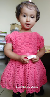 Sweet Nothings Crochet free crochet pattern blog, free crochet pattern for a girls shelled dress,