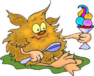 Yellow Hairy Creature Eating Ice Cream Free Clipart