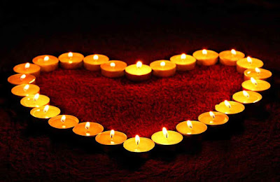 candles arranged in heart shape