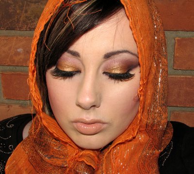 Gold and Pink Arabic Eye Makeup