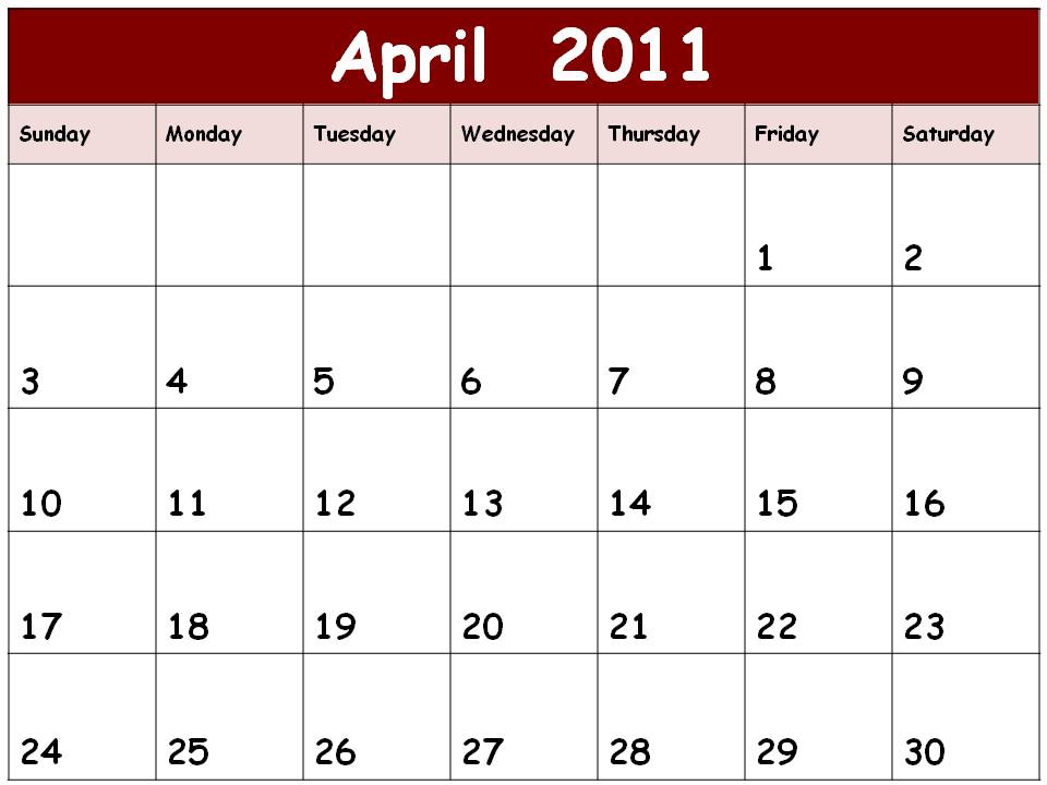 free april 2011 calendar wallpaper. Blank Calendar 2011 March