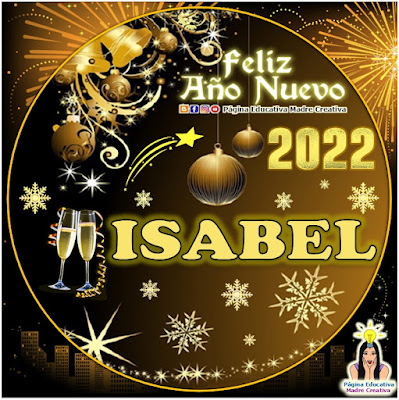 Nombre ISABEL por Año Nuevo 2022 - Cartelito mujer