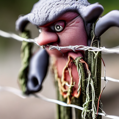 Troll in barbed wire