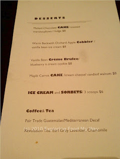 One Red Door's Dessert Menu