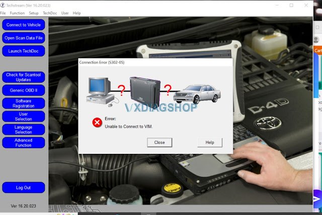 VXDIAG Toyota Unable to Connect VIM 1