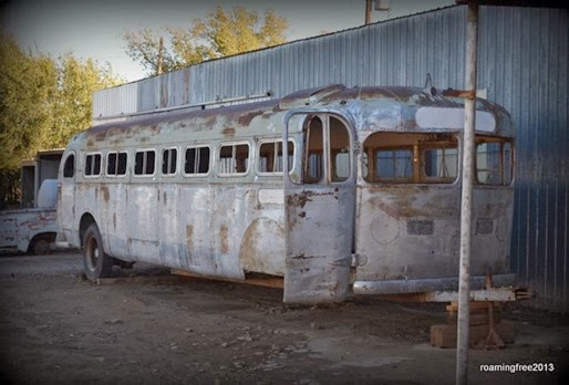 Old bus converted to a trailer