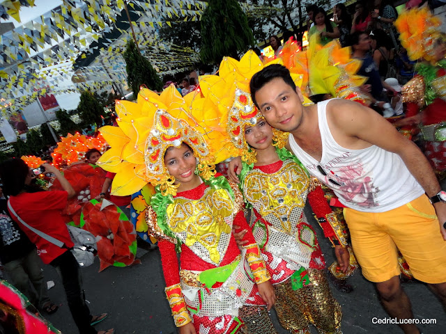 With the dancers.