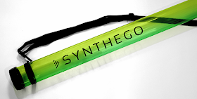 Green transluscent poster tube with Synthego logo
