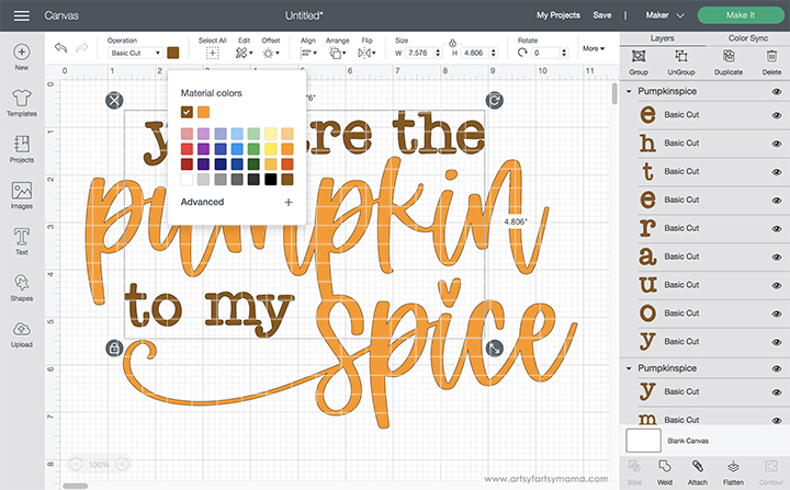 "You are the Pumpkin to My Spice" SVG Cut File in Cricut Design Space