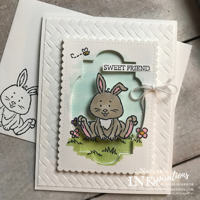 By Angie McKenzie for 3rd Thursdays Blog Hop; Click READ or VISIT to go to my blog for details! Featuring the Welcome Easter stamp set and the Stitched So Sweetly Dies from the January-June 2020 Mini Catalog ; #stampinup #welcomeeasterstampset #naturesinkspirations #stitchedsosweetlydies #subtleembossingfolder #coloringwithblends #handmadecards #actionspringwobblers #fussycutting #cardtechniques #thirdthursdaysbloghop #bakerstwine