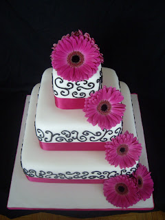 Black And White And Pink Wedding Cakes